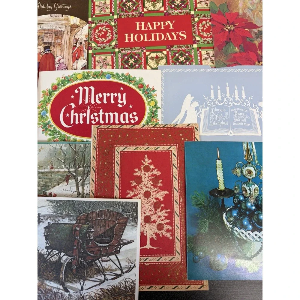 Vintage Christmas Cards Fronts ONLY Traditional Scrapbooking Decoupage Lot 50+